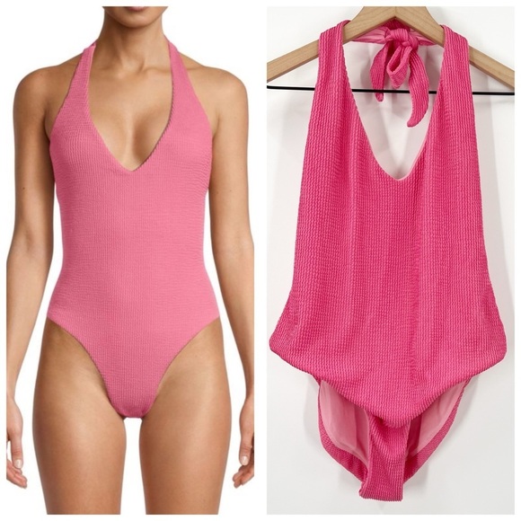 Veronica Beard Salis Halter One Piece Swimsuit - Picture 1 of 13